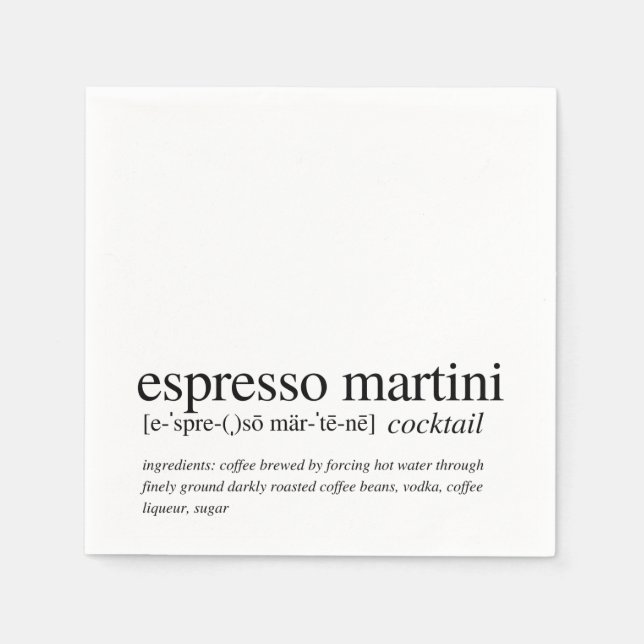 Espresso Martini Modern Quote Black Typography Nap Napkin (Front)