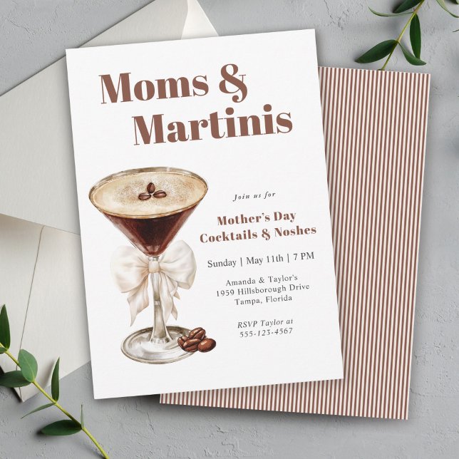 Espresso Martini Mother's Day Cocktail Party Invitation (Available in both printed and instant download digital formats.)