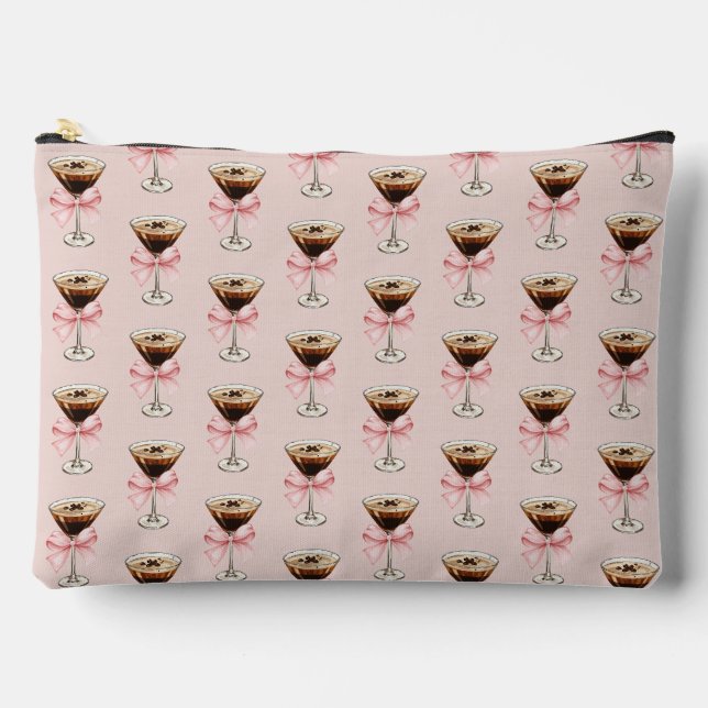 Espresso Martini Pattern Pink Accessory Pouch (Front)