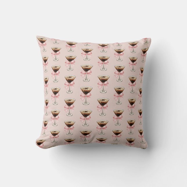 Espresso Martini Pattern Pink Cushion (Front)