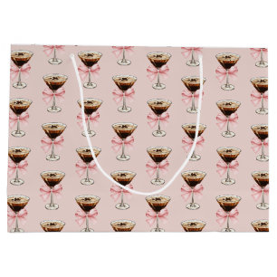 Espresso Martini Pattern Pink Large Gift Bag