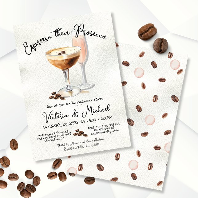 Espresso Martini Prosecco Engagement Party Invitation (Creator Uploaded)