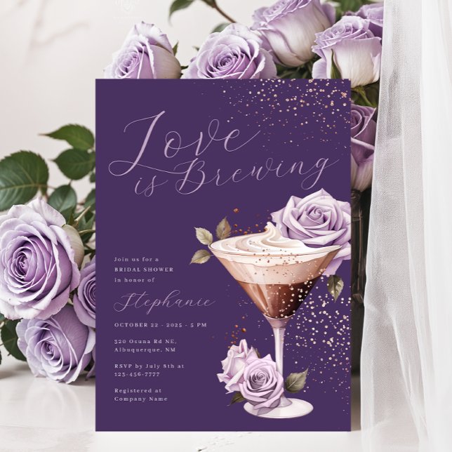 Espresso Martini Purple Bridal Shower Invitation (Creator Uploaded)