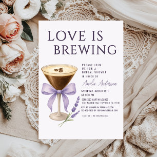 Espresso Martini Purple Floral Bridal Shower Invitation