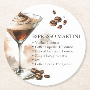 Espresso Martini Recipe Round Paper Coaster