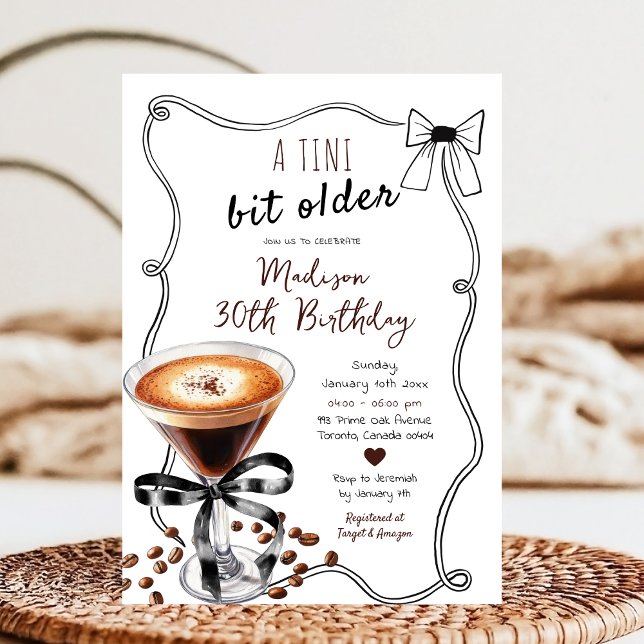 Espresso Martini Tini Bit Older Adult Birthday Invitation (Creator Uploaded)