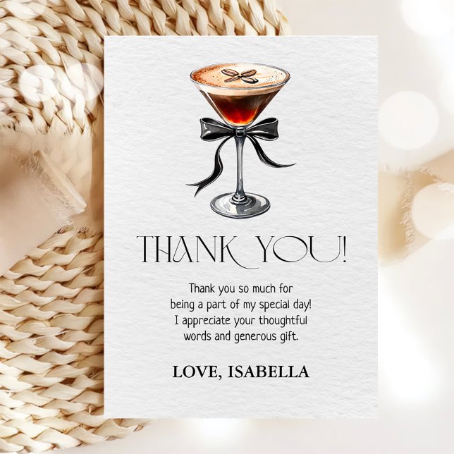 Espresso Martini Tini Bit Older Birthday Party Thank You Card (Creator Uploaded)