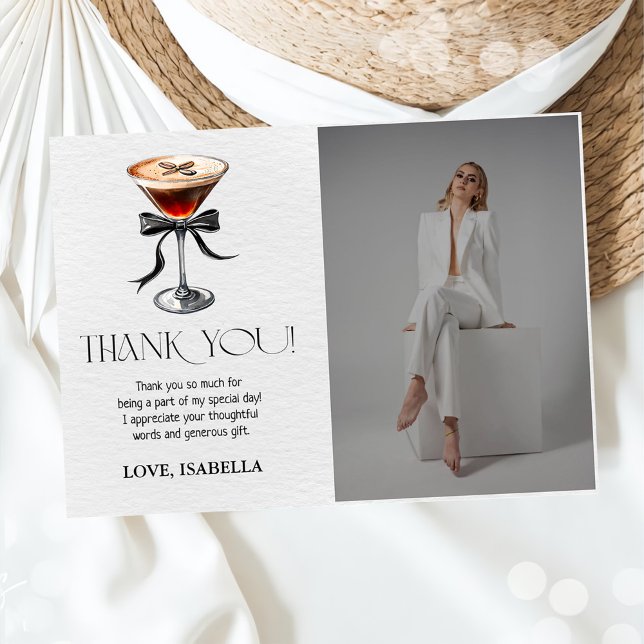 Espresso Martini Tini Bit Older Birthday Photo Thank You Card (Creator Uploaded)