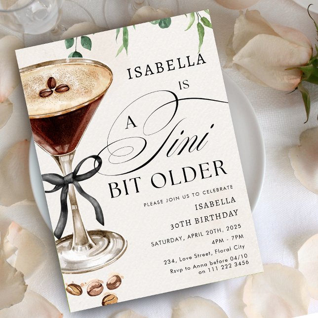 Espresso Martini Tini Bit Older Cocktail Birthday Invitation (Espresso Martini Tini Bit Older Cocktail Birthday Invitation)