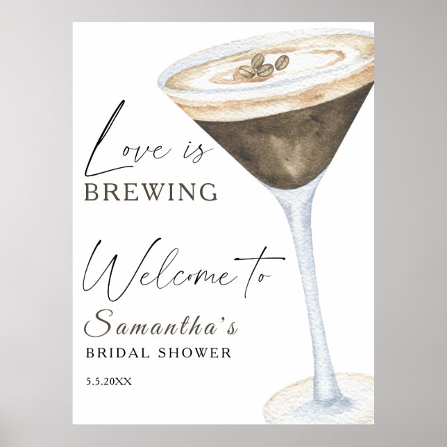 Espresso Martini Welcome Bridal shower Poster (Front)
