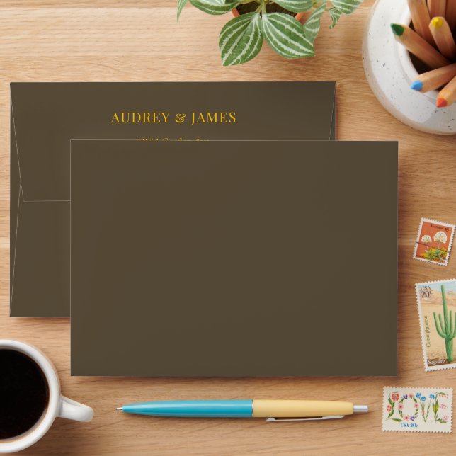 Espresso Minimalist & Modern Wedding  Envelope (Desk)