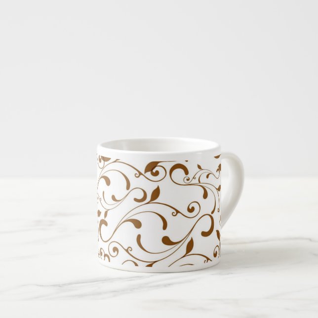 Espresso Mug-Brown Swirls Espresso Cup (Front Right)