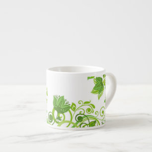 Espresso Mug-Green Floral Cup