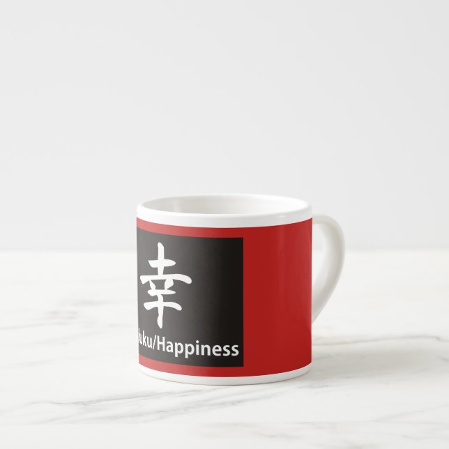 Espresso Mug KANJI HAPPINESS (Front Right)