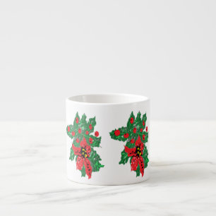 Espresso Mugs :  Poinsettias