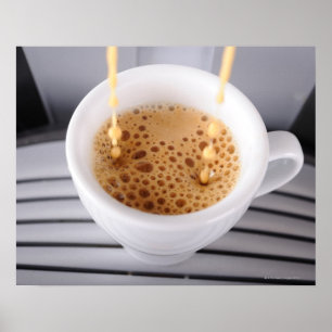 Espresso pouring into cup poster