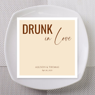 Espresso Script Drunk in Love Custom Names Napkin