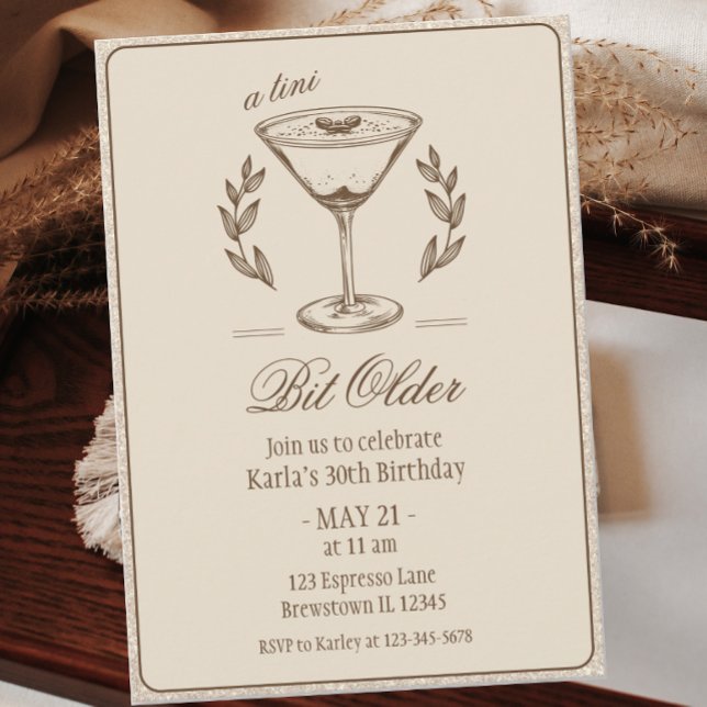 Espresso Tini Bit Older Elegant 30th Birthday Invitation (Creator Uploaded)