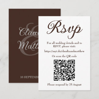 Espresso Wedding Website RSVP with QR Code Card