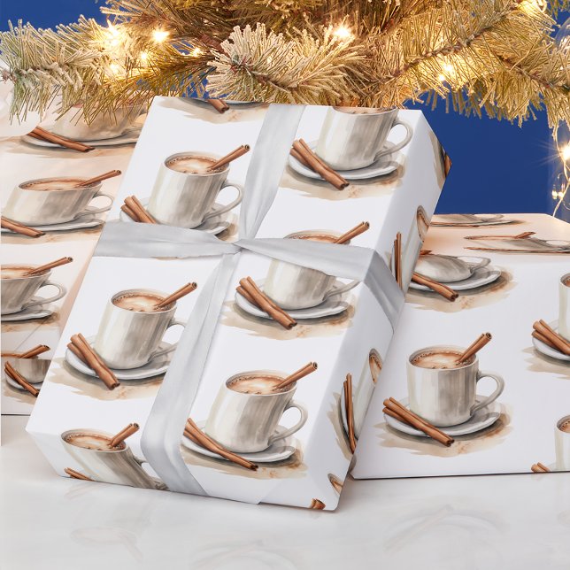 Espresso Wrapping Paper (Warm Espresso with Cinnamon Sticks Christmas  Wrapping Paper by Painted Paperie
)