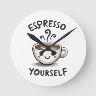 Espresso Yourself coffee Round Clock
