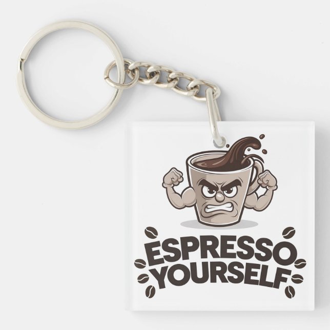 Espresso Yourself - Funny Coffee Lover Design Key Ring (Front)