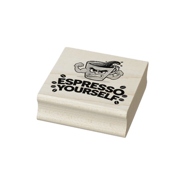Espresso Yourself - Funny Coffee Lover Design Rubber Stamp (Stamp)