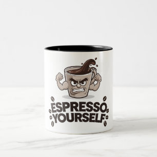 Espresso Yourself - Funny Coffee Lover Design Two-Tone Coffee Mug