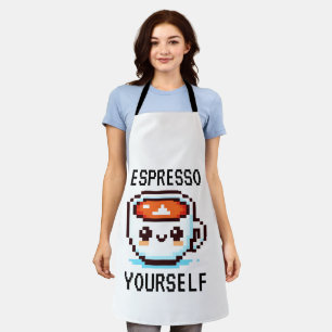 Espresso Yourself - Funny Pixel Art Coffee Design Apron