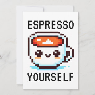 Espresso Yourself - Funny Pixel Art Coffee Design Holiday Card