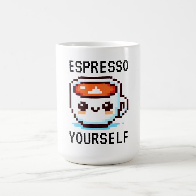 Espresso Yourself - Funny Pixel Art Coffee Design Mug (Center)