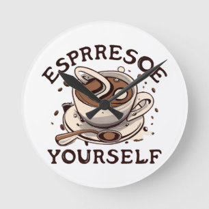 Espresso Yourself Round Clock