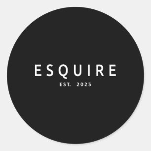 Esquire Est. 2025 Attorney Lawyer Law School Gradu Classic Round Sticker