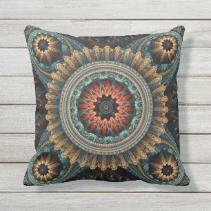 Essaouira Abstract Turquoise Mandala Pattern Cushion
