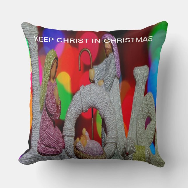 Essence of Christmas With Love of Nativity Scene Cushion (Front)