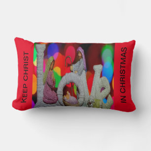 Essence of Christmas With Love of Nativity Scene Lumbar Cushion