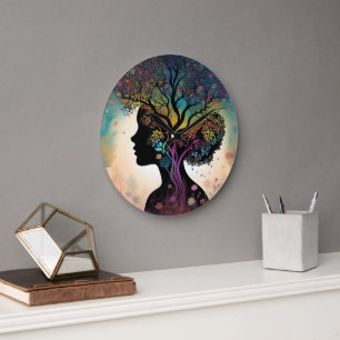 **"Essence of Earth: Abstract Lady Mother Nature"* Large Clock