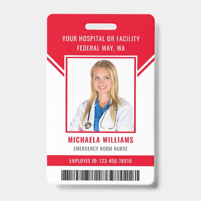 Essential Employee Barcode Photo Security ID Badge (Front)
