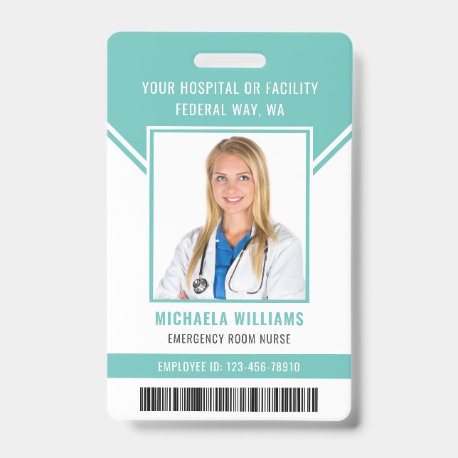 Essential Employee Barcode Photo Security ID Badge (Front)