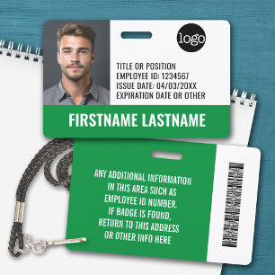 Essential Employee ID Photo, Bar Code, Logo, Issue ID Badge