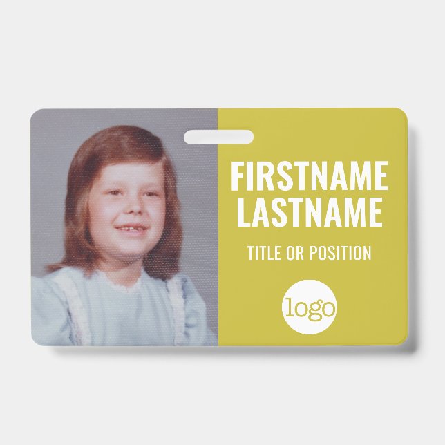 Essential Employee ID Photo, Bar Code, Logo, Name Badge (Front)