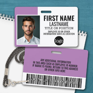 Essential Employee ID Photo, Bar Code, Logo, Name ID Badge