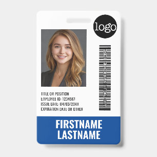 Essential Employee ID Photo, Bar Code, Logo, Title Badge