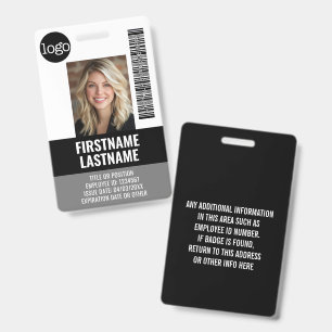 Essential Employee ID Photo, Bar Code, Logo, Title Badge