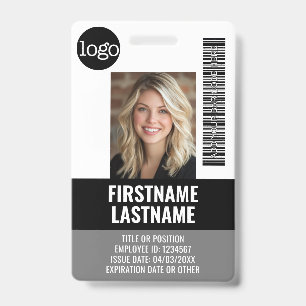 Essential Employee ID Photo, Bar Code, Logo, Title Badge