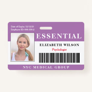 Essential   Modern Employee Photo ID ID Badge