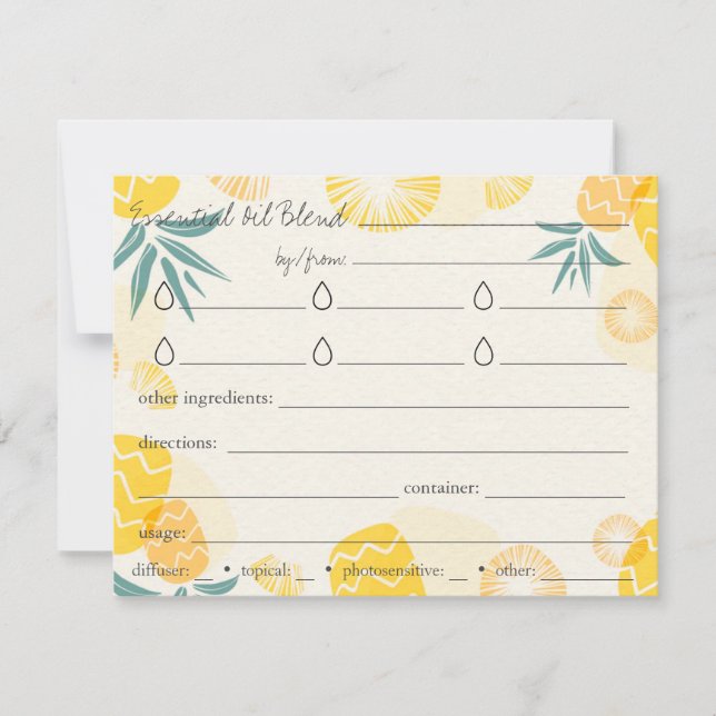 Essential Oil Blends Recipe Directions Card (Front)