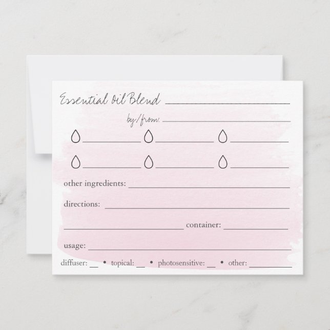 Essential Oil Blends Recipe Directions Card (Front)