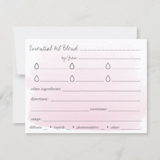 Essential Oil Blends Recipe Directions Card