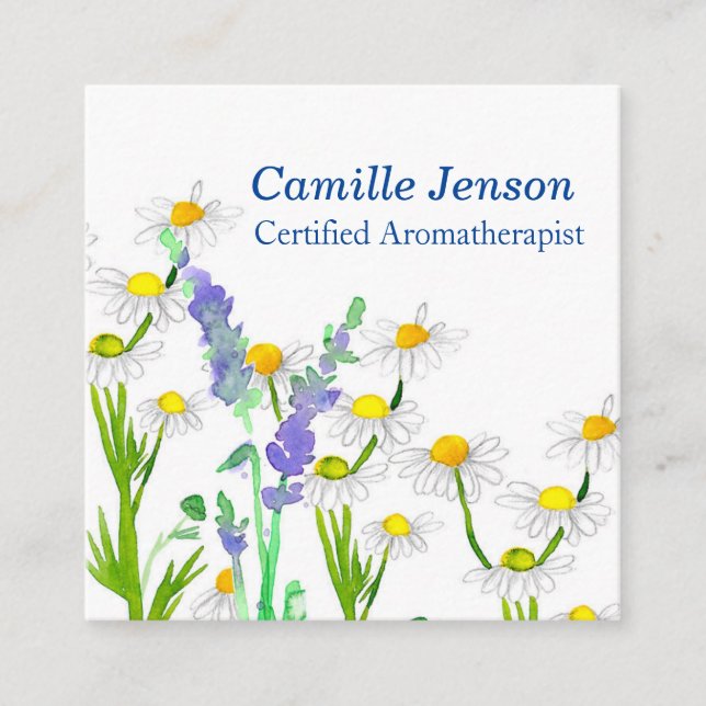 Essential Oil Certified Aromatherapist Custom  Square Business Card (Front)